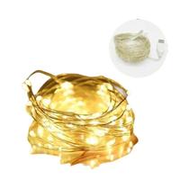 Luzes de Fada LED USB 5m à Prova D'Água - Fio de Prata para Decoração de Natal