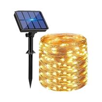 Luzes de Fada Solar para Exteriores - Impermeáveis, Fio de Cobre, para Natal, Jardim e Festa