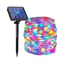 Luzes de Fada Solar para Exteriores - Impermeáveis, Fio de Cobre, para Natal, Jardim e Festa