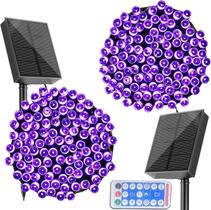 Luzes de fada solares 2 unidades 400 LEDs roxas à prova dágua com controle remoto Luzes de fada solares 2 unidades 400 LEDs roxas à prova dágua com controle remoto