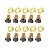 Luzes De Fadas De Fio De Cobre Solar, 10 Peças, 20leds, Formato De Cortiça, Garrafa De Vinho, Luz,