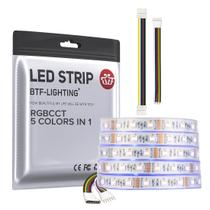 Luzes de fita LED BTF-LIGHTING RGBCCT 5 cores 16,4 pés 60 LEDs/m