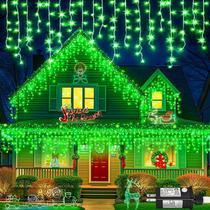 Luzes de gelo verdes de 33 pés Nielfoi 400 LED à prova d'água 75 gotas