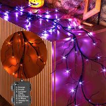 Luzes de guirlanda de Halloween BAOLITVINE 48L laranja/roxo LED 6FT
