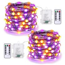 Luzes de Halloween BrizLabs roxo e laranja, 50 LED, 5 m, pacote com 2