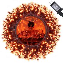 Luzes de Halloween Jnaurb 82 pés 200 LED laranja 8 modos à prova d'água Luzes de Halloween Jnaurb 82 pés 200 LED laranja 8 modos à prova d'água