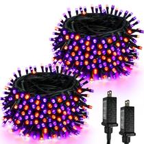Luzes de Halloween SANJICHA, pacote com 2, 20 m 200 LED, laranja, roxo Luzes de Halloween SANJICHA, pacote com 2, 20 m 200 LED, laranja, roxo