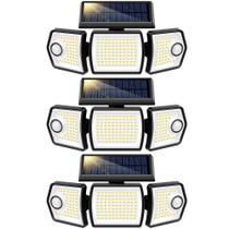 Luzes de inundação com sensor de movimento solar VIVOHOME 3 cabeças 2500LM IP65