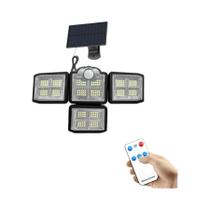 Luzes De Inundação Solares Externas Com Sensor De Movimento, 3 Cabeças, 3 Modos, 77 LEDs, Controle