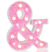Luzes de letras Pooqla LED Marquee Pink Glitter 23x20x4 cm
