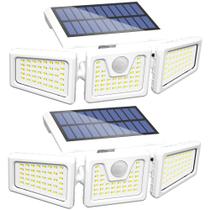 Luzes de movimento solar INCX 156 LED 8W 3000lm ao ar livre, pacote com 2 unidades