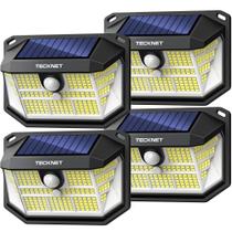 Luzes de movimento solar TECKNET 231 LED 300 IP65 impermeáveis, pacote com 4