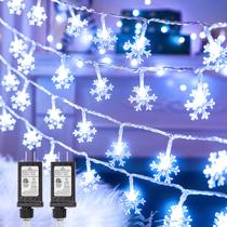Luzes de Natal Brightown 100 LED Snowflake, 8 modos, pacote com 2