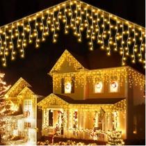 Luzes de Natal Cascata 400 Led 10m Branco Quente Frio RGB 220/110 v Decoração Casa Casamento Aniversario Natalino Prova Agua