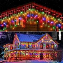 Luzes de Natal Cascata 400 Led 10m Branco Quente Frio RGB 220/110 v Decoração Casa Casamento Aniversario Natalino Prova Agua - AMG