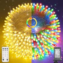 Luzes de Natal Jnaurb 175 pés 500 LED branco quente e multicolorido Luzes de Natal Jnaurb 175 pés 500 LED branco quente e multicolorido
