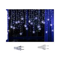 Luzes de Natal LED à Prova D'Água - Cortina de Fadas com Flocos de Neve - 3,2m