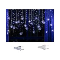 Luzes De Natal LED À Prova d'Água De 3,2M Com Flocos De Neve, Luzes De Cortina Pisca-Pisca Para