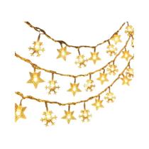 Luzes de Natal LED à Prova D'Água - Fio de Fadas com Flocos de Neve e Estrelas (1,5m/3m)