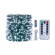 Luzes De Natal LED Com Fio De Cobre Verde 5M 10M 20M 30M Com Controle Remoto USB