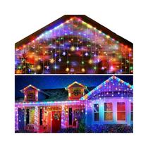 Luzes De Natal LED Em Forma De Floco De Neve, Cortina De Luzes À Prova d'Água Para Decoração Externa