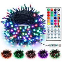 Luzes de Natal LED que mudam de cor, cordão de 33 pés e 100 luzes com controle remoto, luzes decorativas RGB reguláveis para guirlandas de Natal e decoração natalina