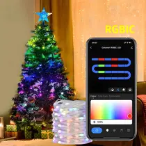 Luzes De Natal LED RGBIC WIFI TUYA USB WS2812B, Fitas De Luzes De Fada Endereçáveis Em Cores Luzes De Natal LED RGBIC WIFI TUYA USB WS2812B, Fitas De Luzes De Fada Endereçáveis Em Cores