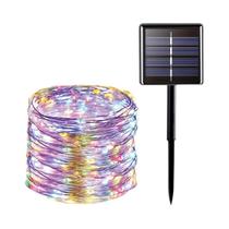 Luzes De Natal LED Solares À Prova d'Água Para Exterior, 8 Modos, Fio De Cobre, Decoração Para