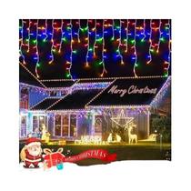 Luzes De Natal LED Solares Para Exterior, Luzes De Cortina Para Festa No Jardim, 8 Modos Luzes De Natal LED Solares Para Exterior, Luzes De Cortina Para Festa No Jardim, 8 Modos