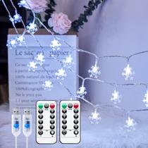 Luzes de Natal Minetom 100 LED Snowflake 12m, 2 pacotes