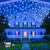 Luzes de Natal Nielfoi 1216 LED Icicle 30m Blue 8 modos Luzes de Natal Nielfoi 1216 LED Icicle 30m Blue 8 modos
