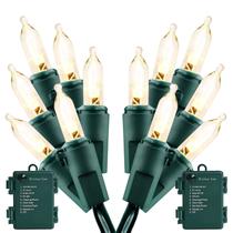 Luzes de Natal operadas por bateria, 50 LED, branco quente, pacote com 2