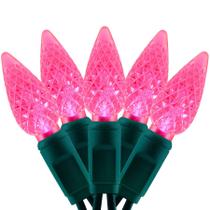 Luzes de Natal YULETIME Pink C6 LED 71 pés 140 unidades, 2 fios