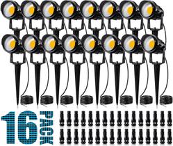 Luzes de paisagem SUNVIE 12W, pacote com 16 unidades, 3000K, LED impermeável Luzes de paisagem SUNVIE 12W, pacote com 16 unidades, 3000K, LED impermeável