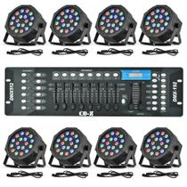 Luzes de palco CO-Z LED 8 peças 18x3W RGB Par Can com controlador