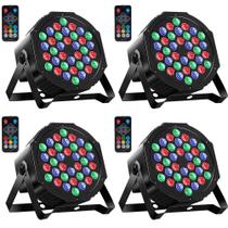 Luzes de palco MosFiata Par Lights, pacote com 4 LED RGB 36 com controle remoto Luzes de palco MosFiata Par Lights, pacote com 4 LED RGB 36 com controle remoto
