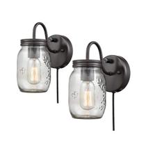 Luzes de parede DIRYZON EUL Vintage Mason Jar Clear Glass, pacote com 2 unidades