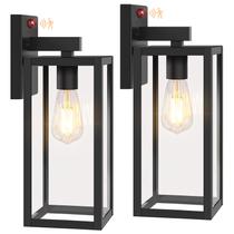 Luzes de parede externas BeSlowe, sensor de movimento de 15", preto, pacote com 2 Luzes de parede externas BeSlowe, sensor de movimento de 15", preto, pacote com 2