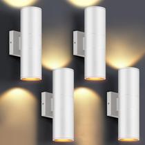 Luzes de parede externas DAKAFUL, pacote com 4 unidades, 12W 2700K, IP65, brancas Luzes de parede externas DAKAFUL, pacote com 4 unidades, 12W 2700K, IP65, brancas