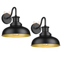 Luzes de parede externas Diyel Dusk to Dawn Gooseneck Black, pacote com 2
