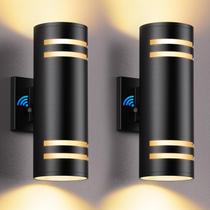 Luzes de parede externas SHIMR Dusk to Dawn, pacote com 2 unidades, preto fosco