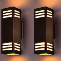 Luzes de parede externas wowlite, pacote com 2 unidades, bronze, impermeável