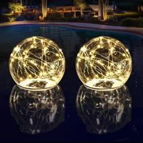 Luzes de piscina flutuantes LENONE, alimentadas por energia solar, 6,5 cm, 2 unidades