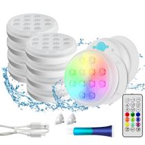 Luzes de piscina QOLNBY 2023 recarregáveis LED IP68 à prova d'água, pacote com 8 Luzes de piscina QOLNBY 2023 recarregáveis LED IP68 à prova d'água, pacote com 8