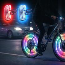 Luzes de roda de bicicleta HANZE LED recarregáveis de 7 cores e 12 modos Luzes de roda de bicicleta HANZE LED recarregáveis de 7 cores e 12 modos