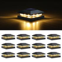 Luzes de Tampa Solar para Poste VOLISUN 4x4 à Prova d'Água Luz Branca Quente Pacote com 12