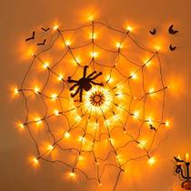 Luzes de teia de aranha: 70 luzes LED laranja com aranha preta - Vanthylit