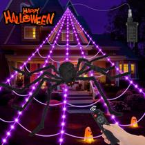 Luzes de teia de aranha de Halloween OCATO 4,9 pés Spider 16 pés Web 250 LEDs