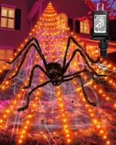 Luzes de Teia de Aranha Dergo para Halloween - 16,4m, 252 LEDs e 35 Aranhas