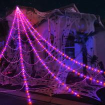 Luzes de teia de aranha Zivilic 290 LED 7m roxo e laranja para Halloween Luzes de teia de aranha Zivilic 290 LED 7m roxo e laranja para Halloween